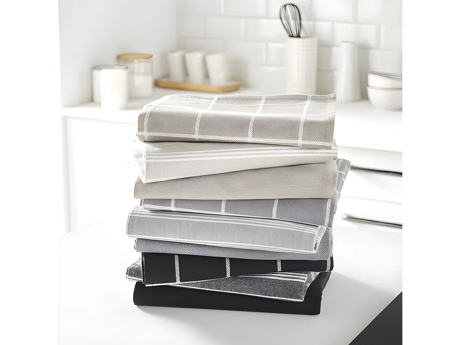 Lot de 3 chiffons en coton assortis. Acier à double bande