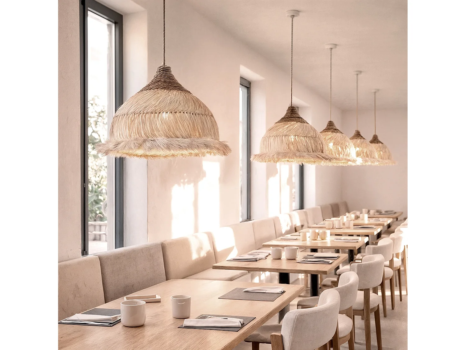 Suspension Rotin et Ramie Kempo Kulu ILUZZIA Naturel