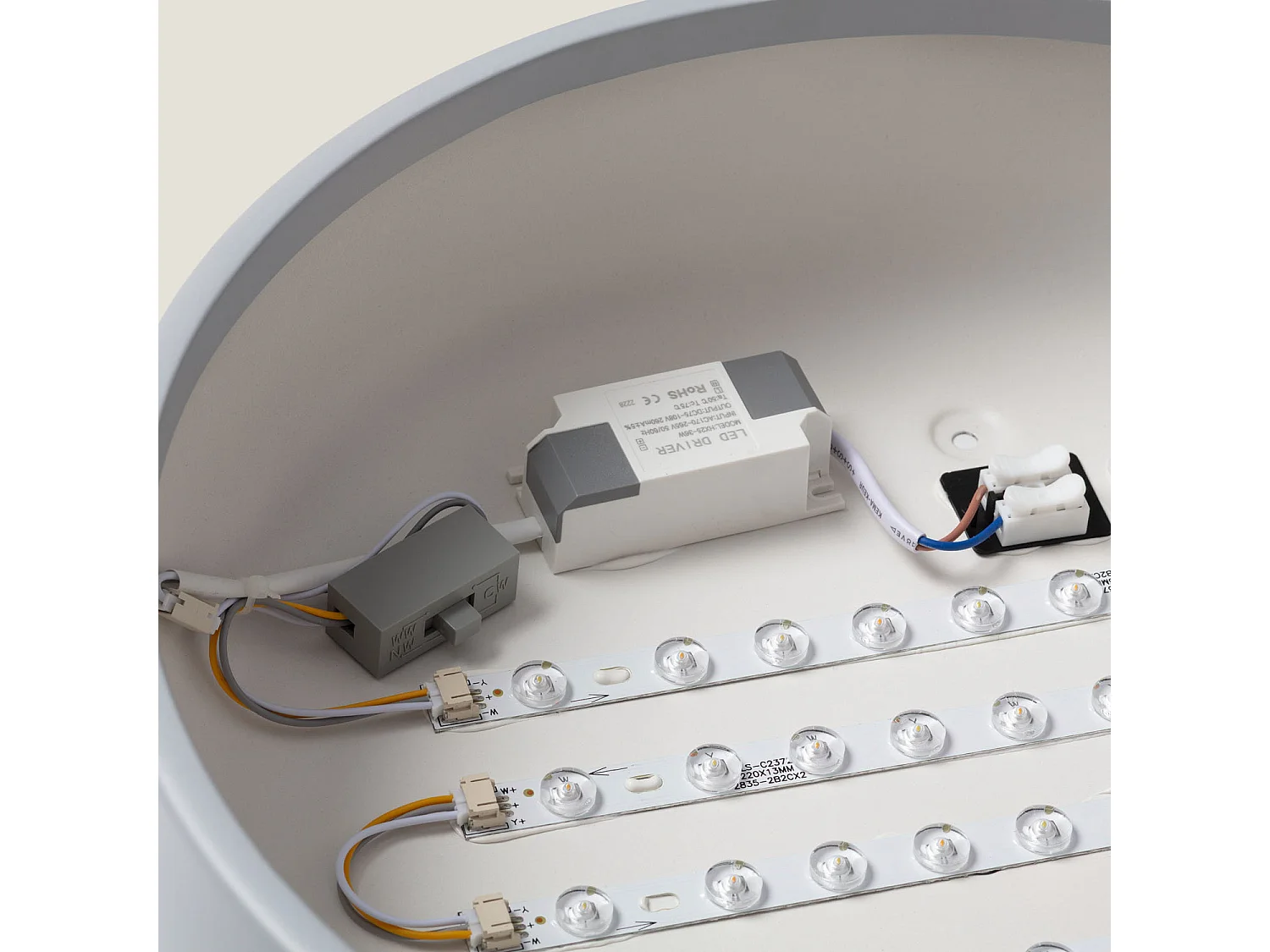 Plafonnier LED Rond Métal 24W CCT Sélectionnable Eyelight Ø350 mm Gris