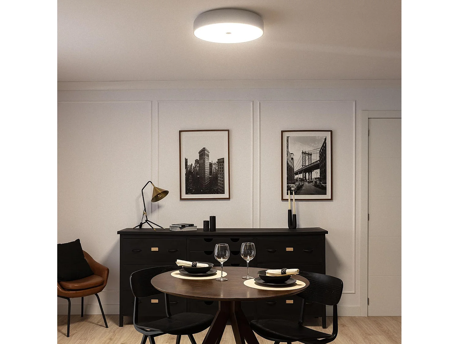 Plafonnier LED Rond Métal 30W CCT Sélectionnable Eyelight Ø450 mm Gris foncé