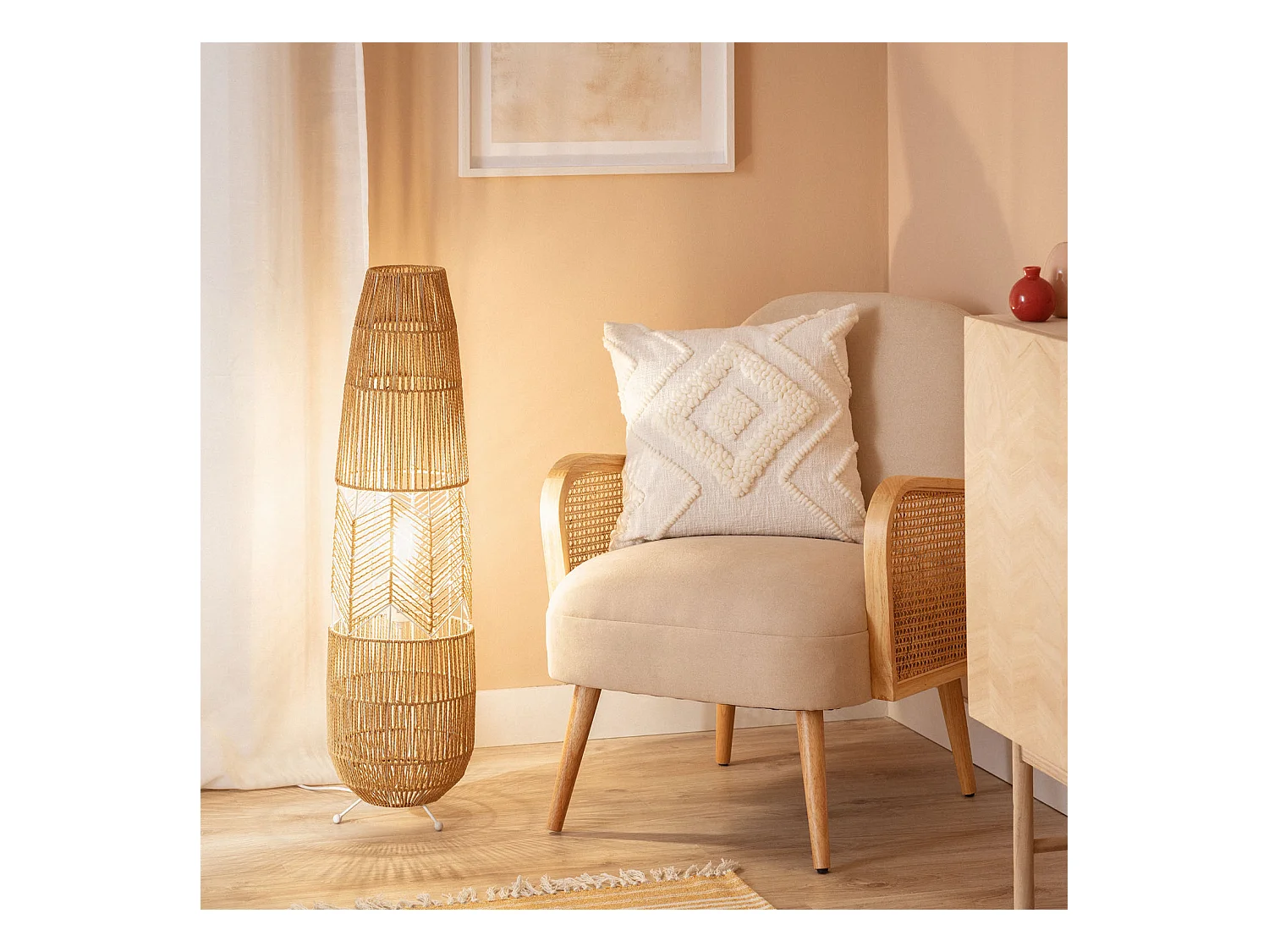 Lampadaire Papier Tressé Satie Naturel