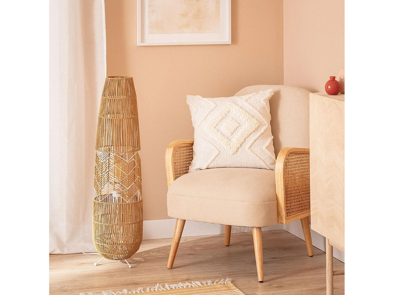 Lampadaire Papier Tressé Satie Naturel