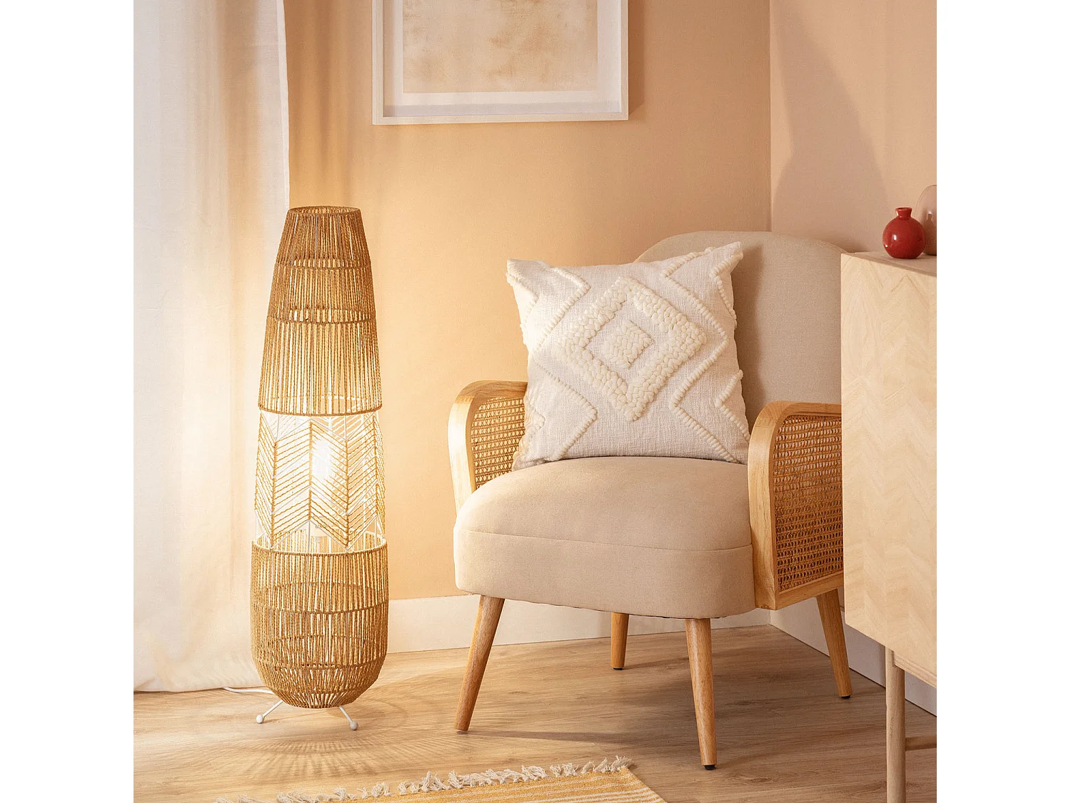 Lampadaire Papier Tressé Satie Naturel