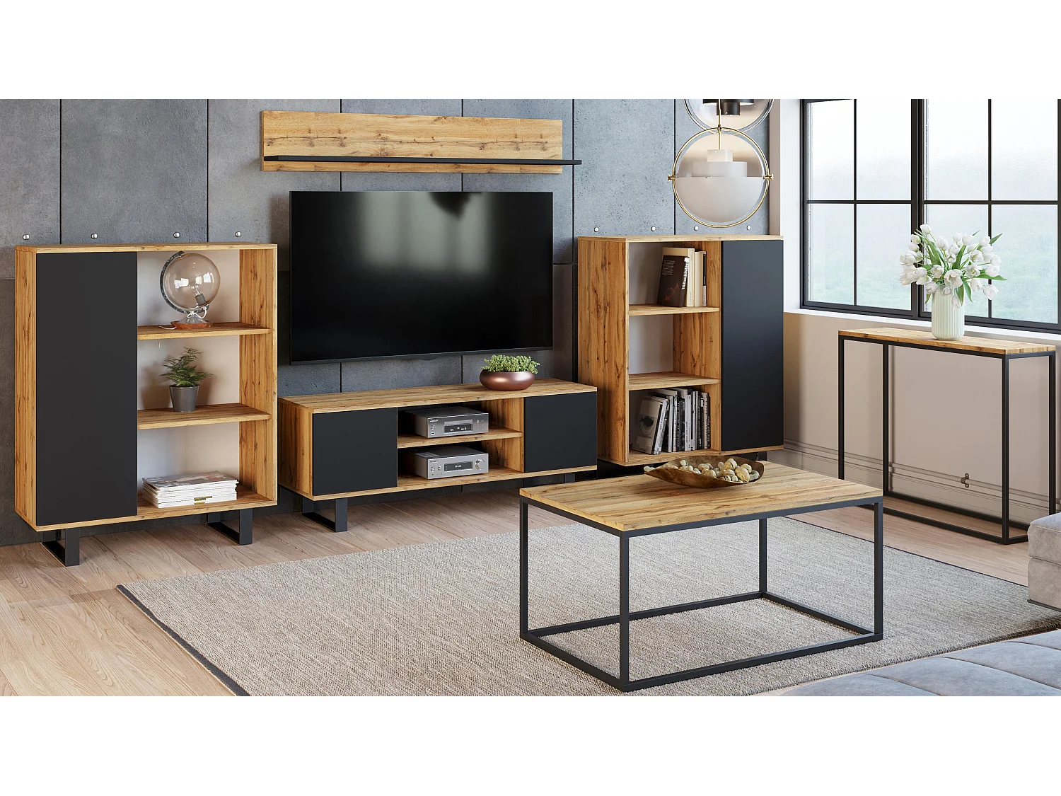 Tv Meubel FOCUS RTV155 2D 155x40x48 Grafiet