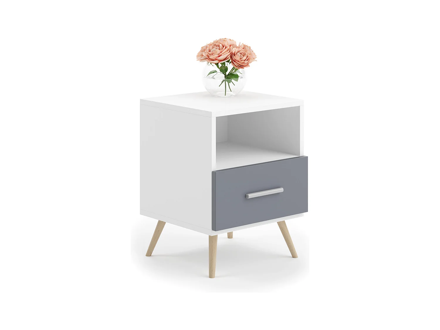 Table De Chevet LOGAN NS37 1D 37x53x40 Blanc
