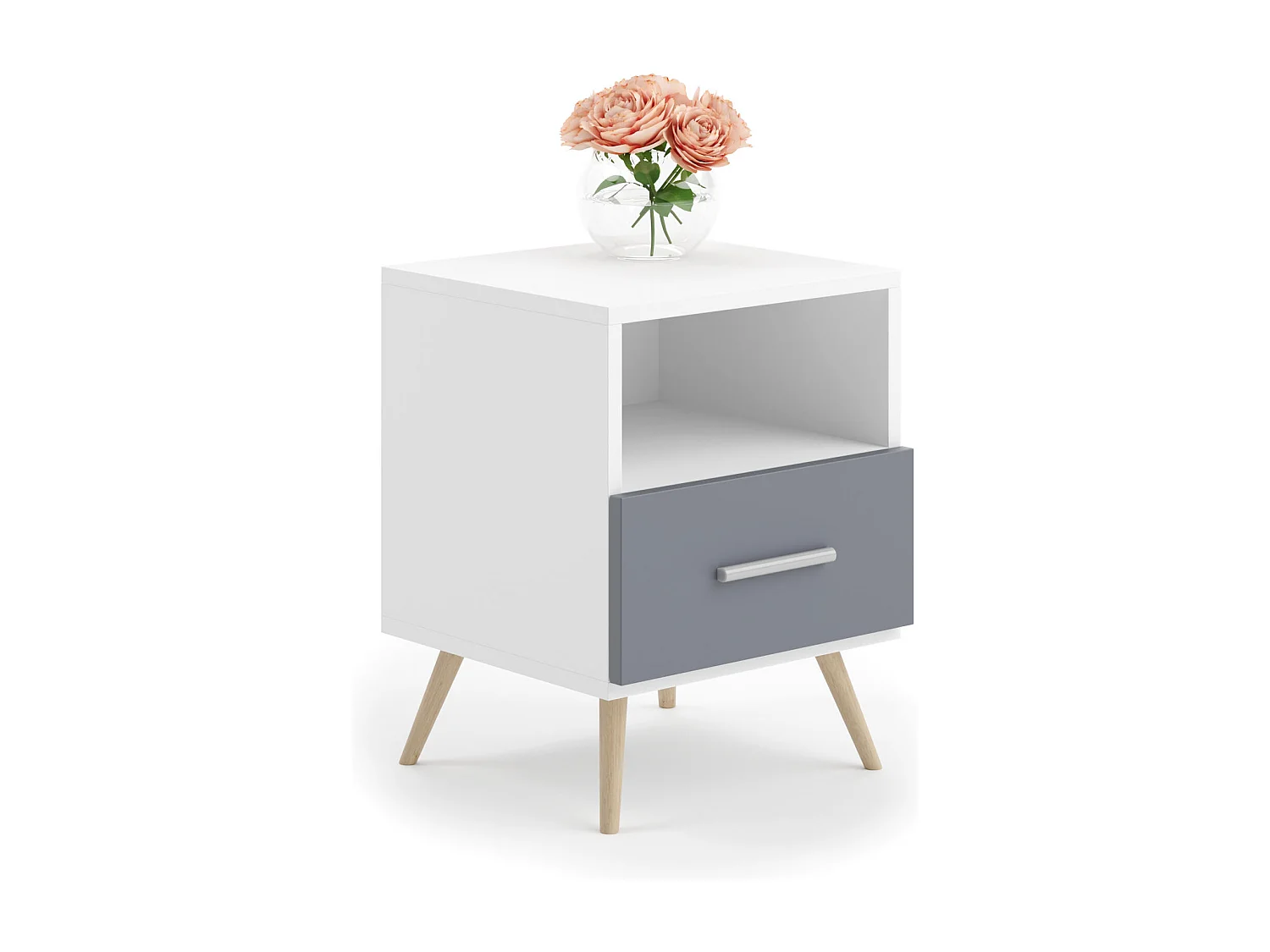 Table De Chevet LOGAN NS37 1D 37x53x40 Blanc