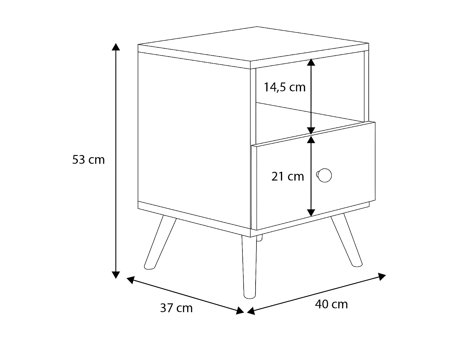 Comodino LOGAN NS37 1D 37x53x40 Bianco