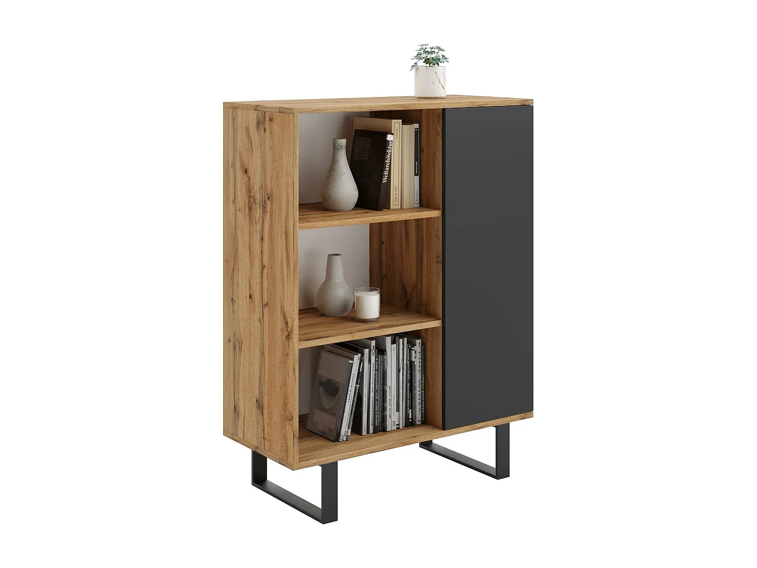 Vitrine FONDI SC90 1D 90x40x116 Clair naturel