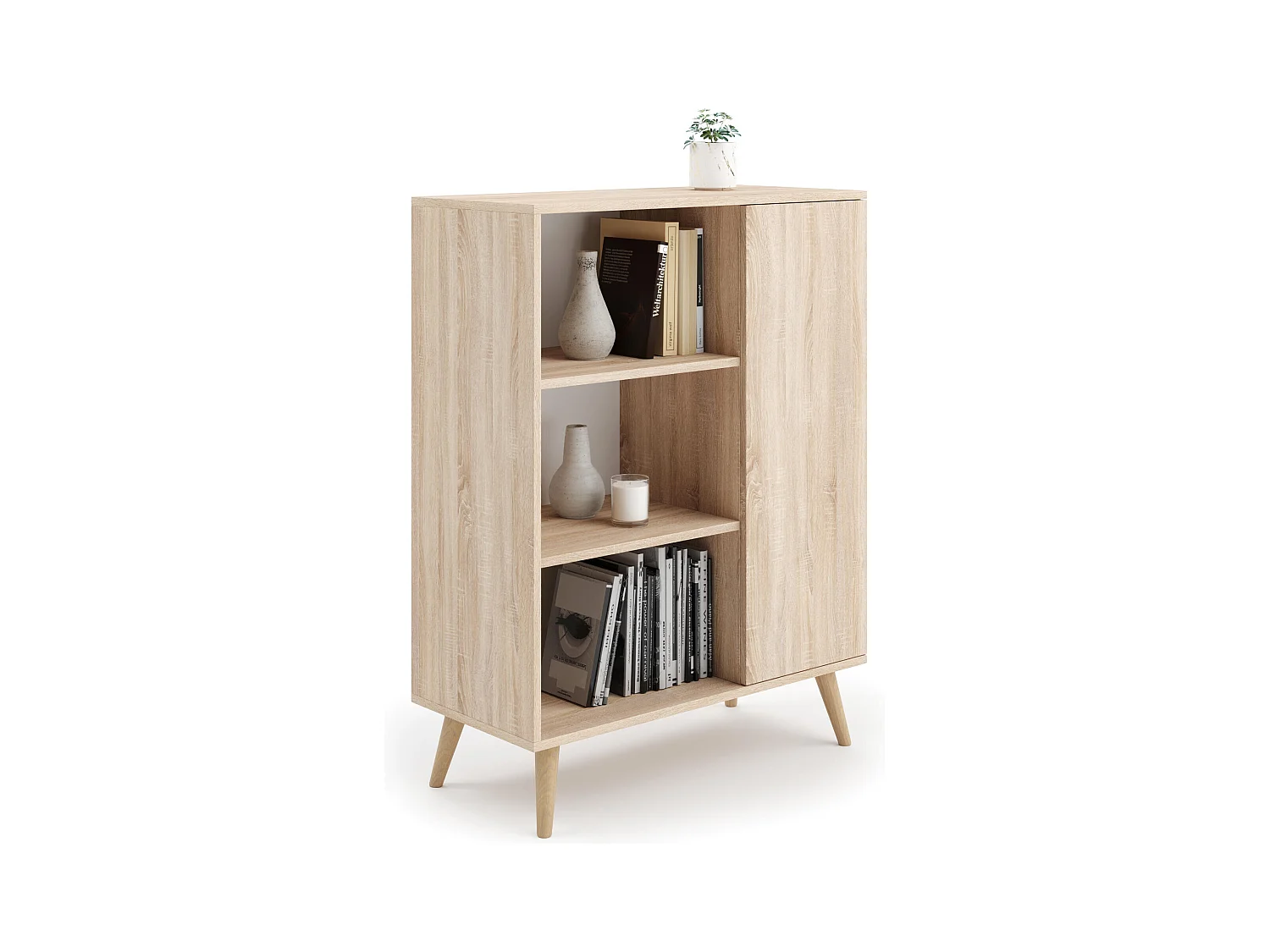 Vitrine FONDI SC90 1D 90x40x116 Clair naturel