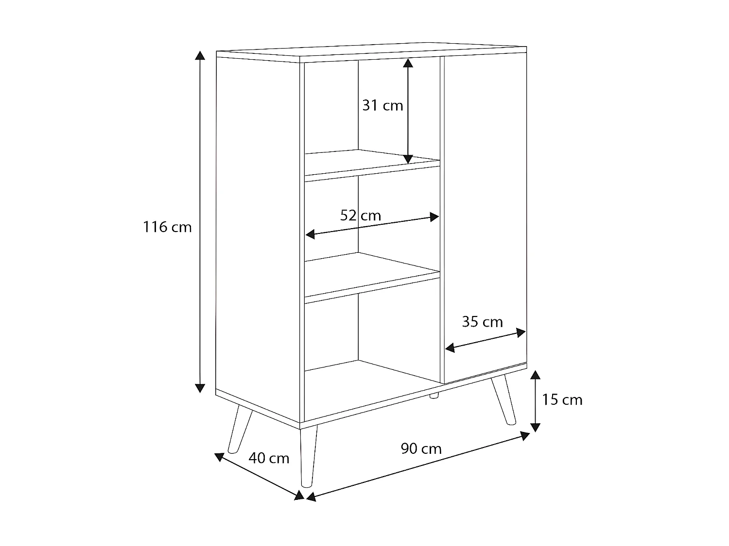 Vitrinekast FONDI SC90 1D 90x40x116 Beige