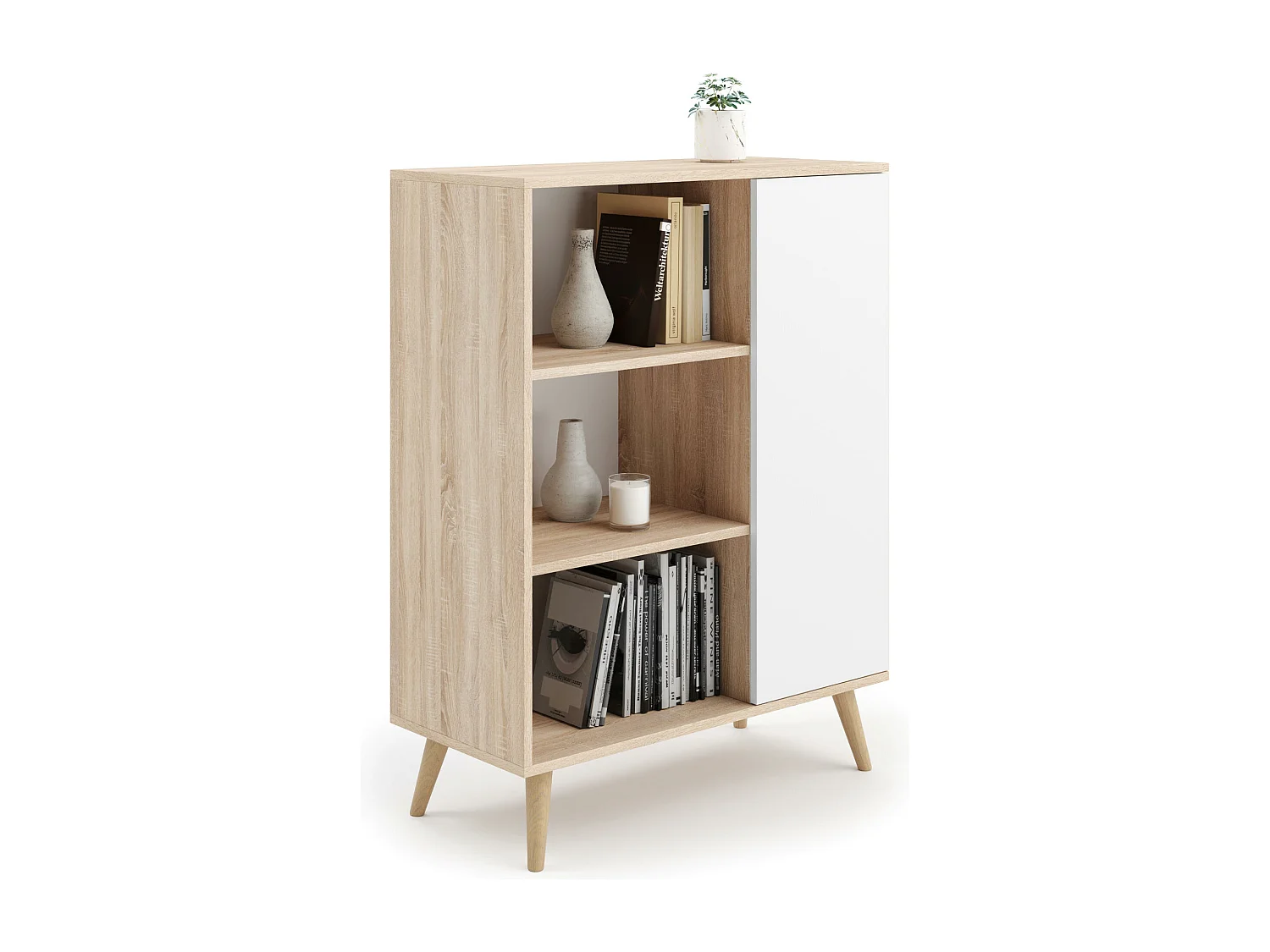 Vitrine FONDI SC90 1D 90x40x116 Clair naturel