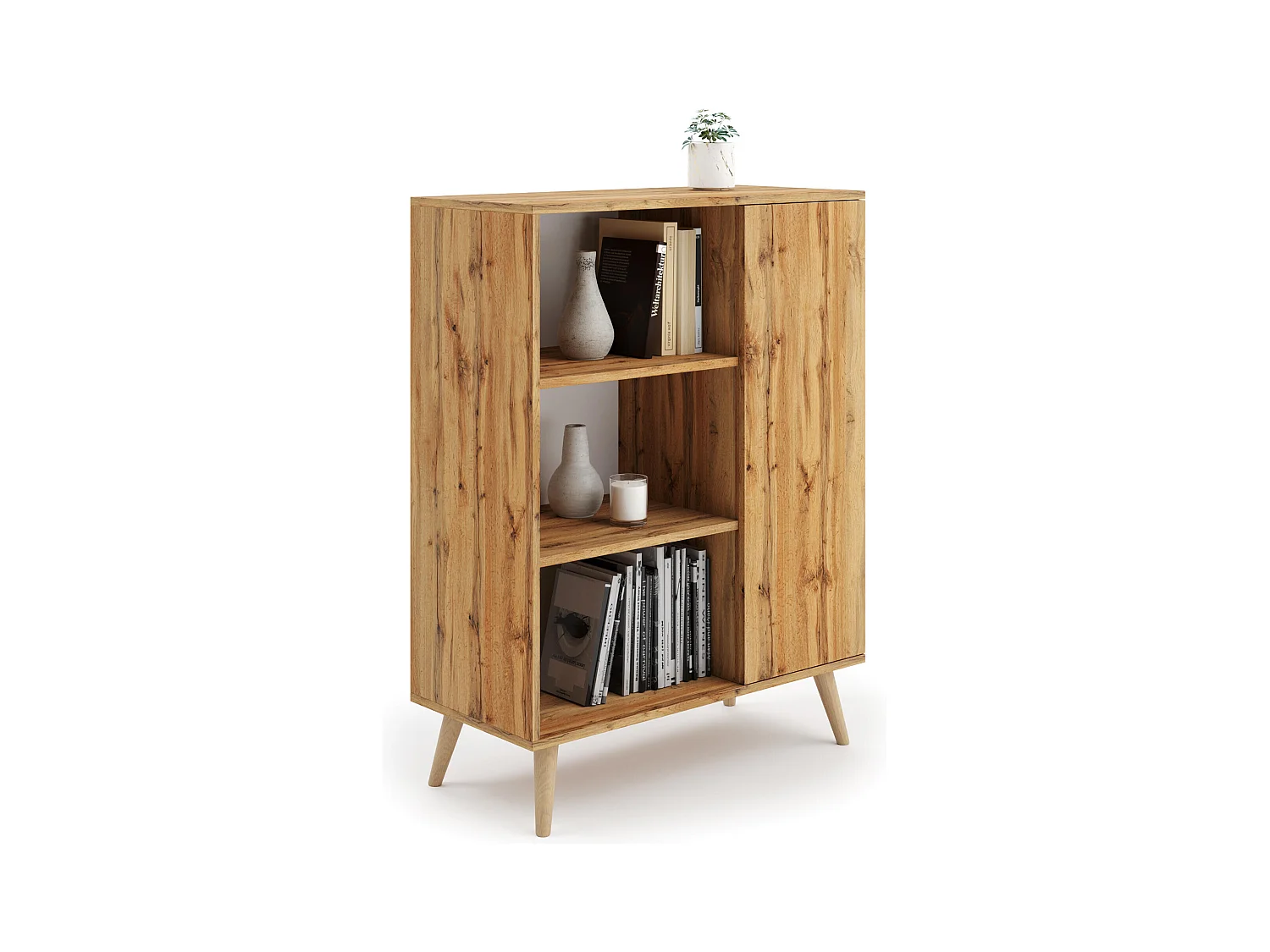 Vitrine FONDI SC90 1D 90x40x116 Clair naturel
