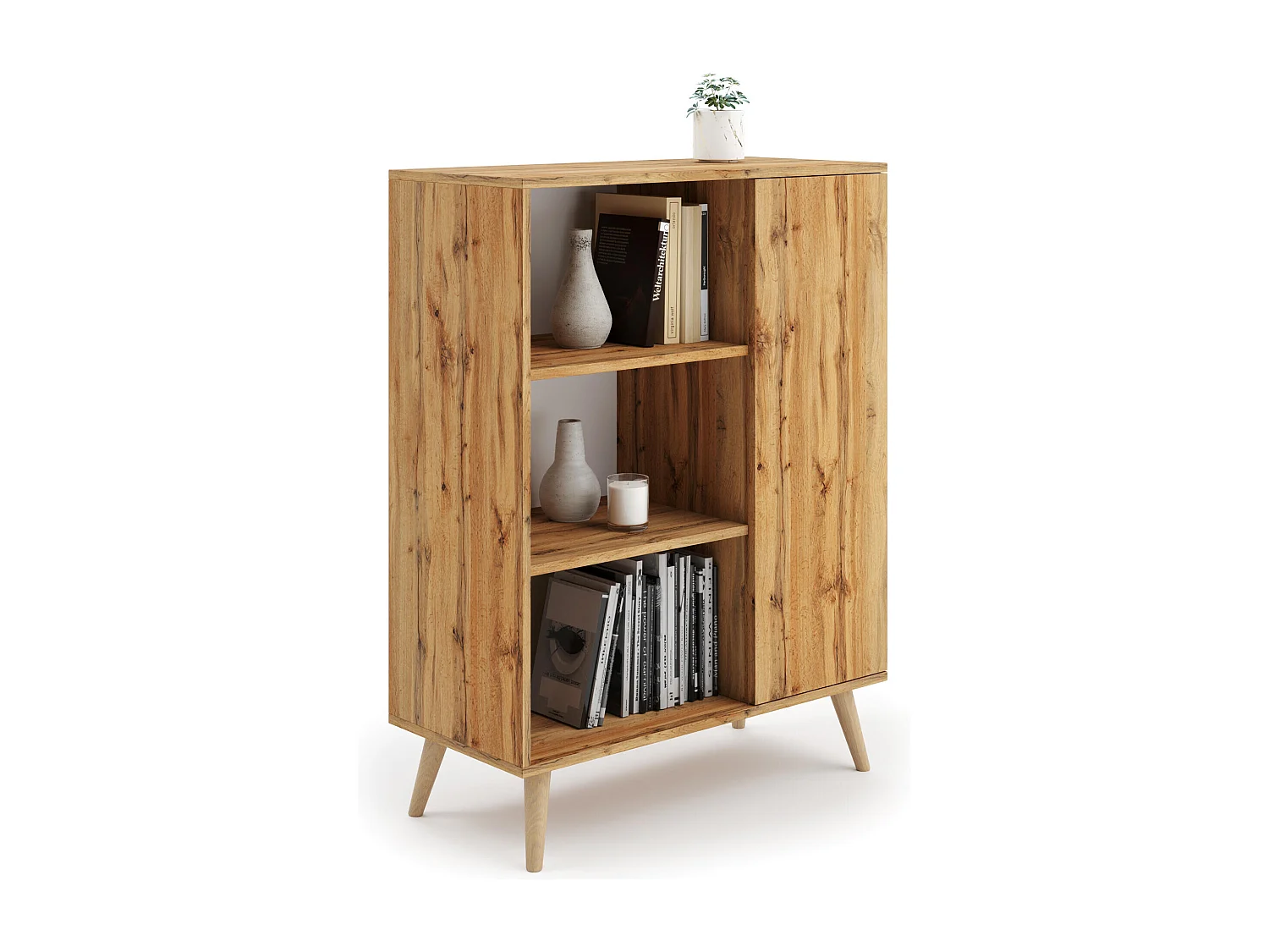 Vitrine FONDI SC90 1D 90x40x116 Clair naturel