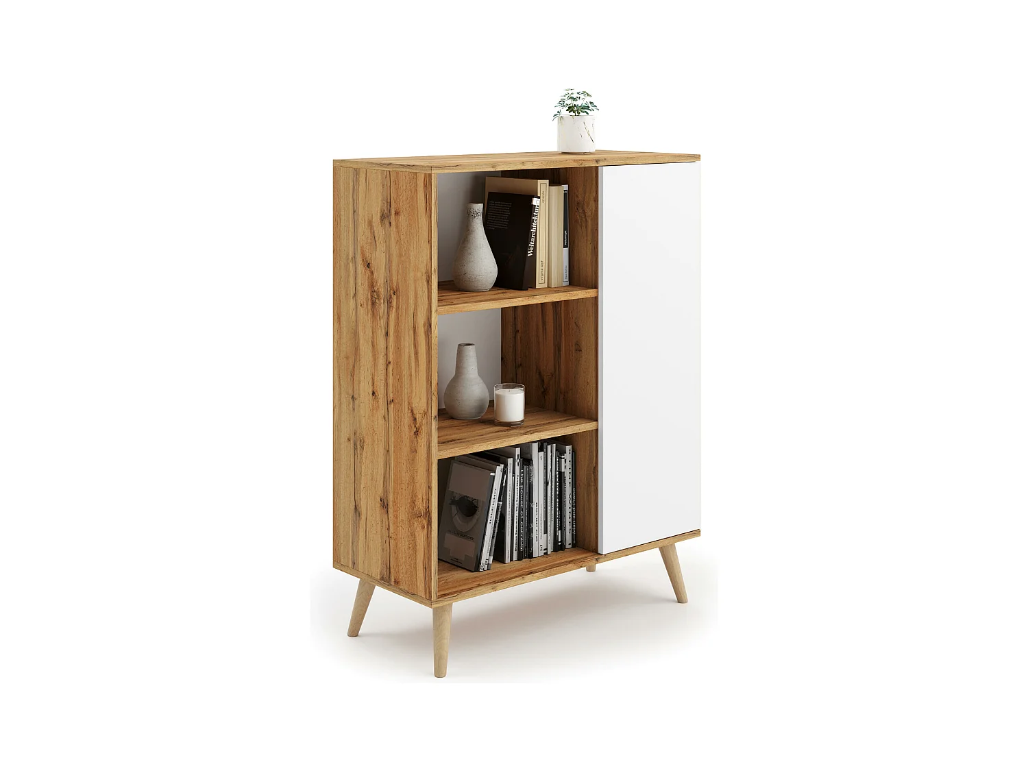 Vitrine FONDI SC90 1D 90x40x116 Blanc