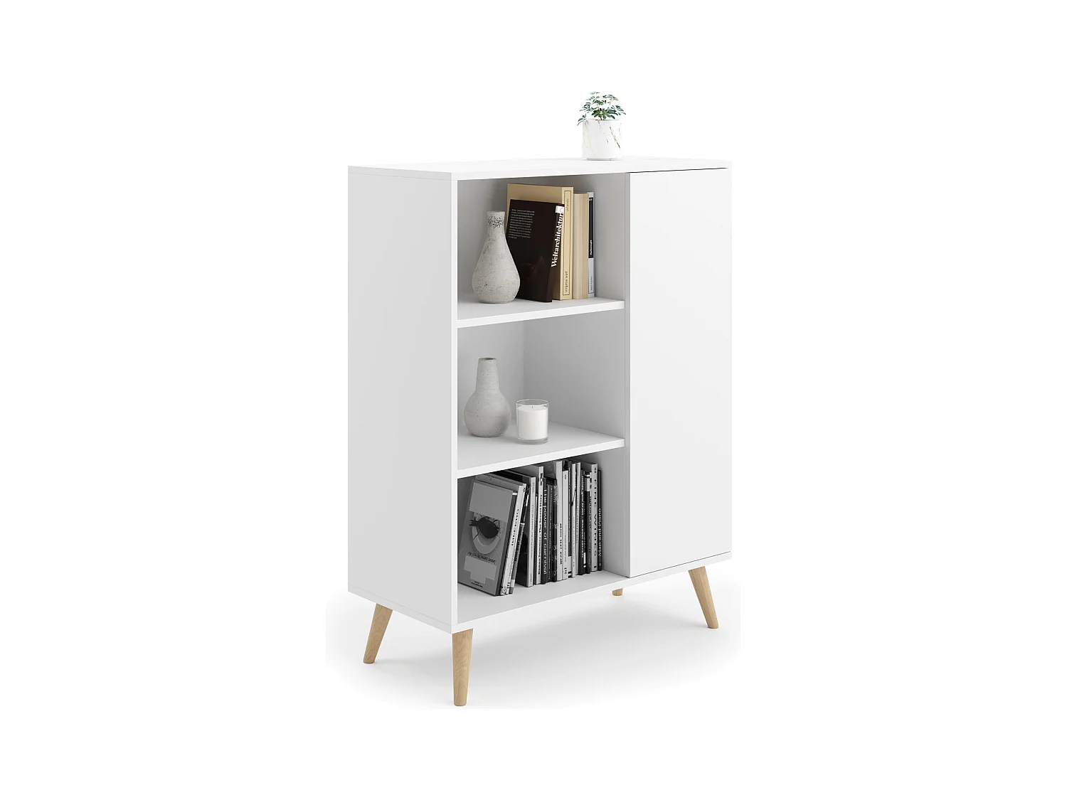 Vitrine FONDI SC90 1D 90x40x116 Blanc