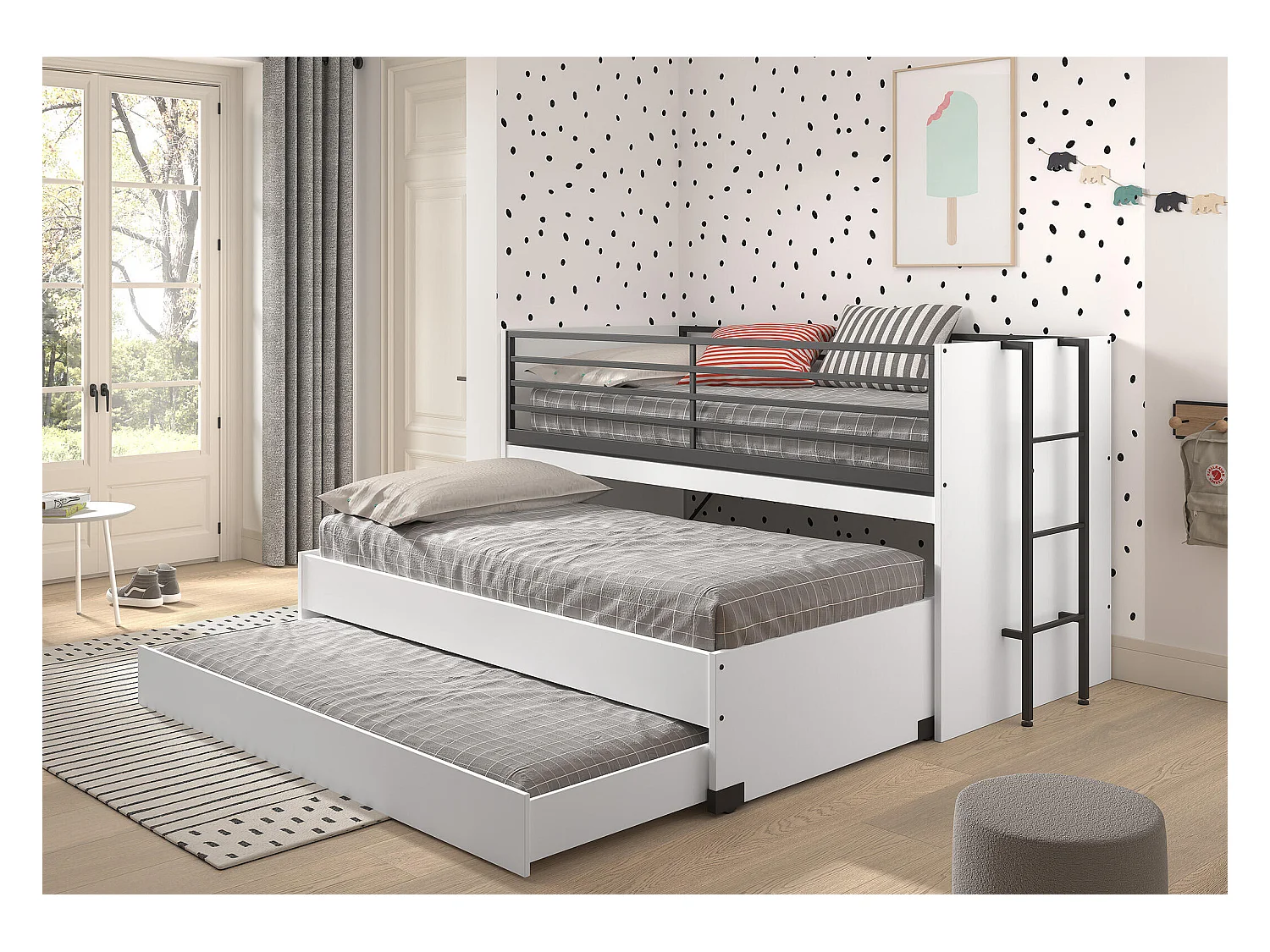 Lits superposés SAM BB005 90x200 cm Blanc