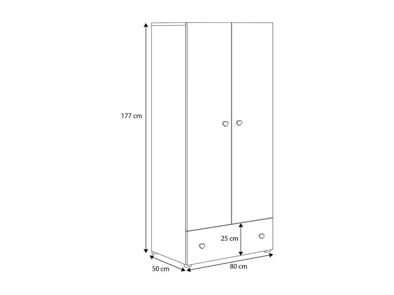 Roupeiro STELLA WR80 2D1D3S 80x177x50 Branco
