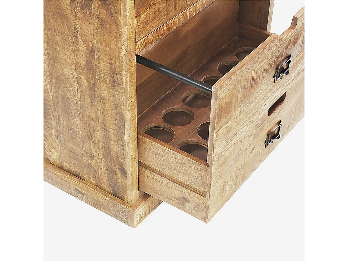 VALMON - Meuble Rangement Bar 2 Tiroirs avec Compartiment Range-Bouteilles