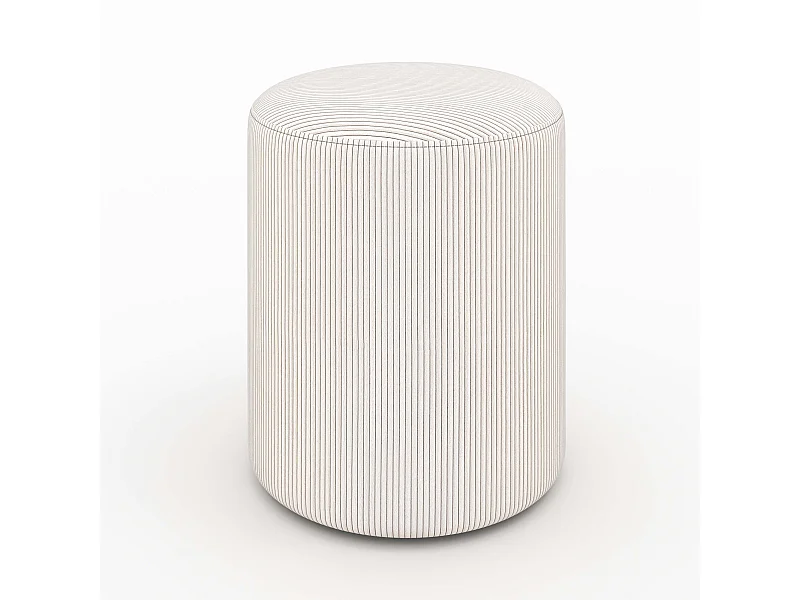 Pouf rotondo in velluto a coste beige - Lily