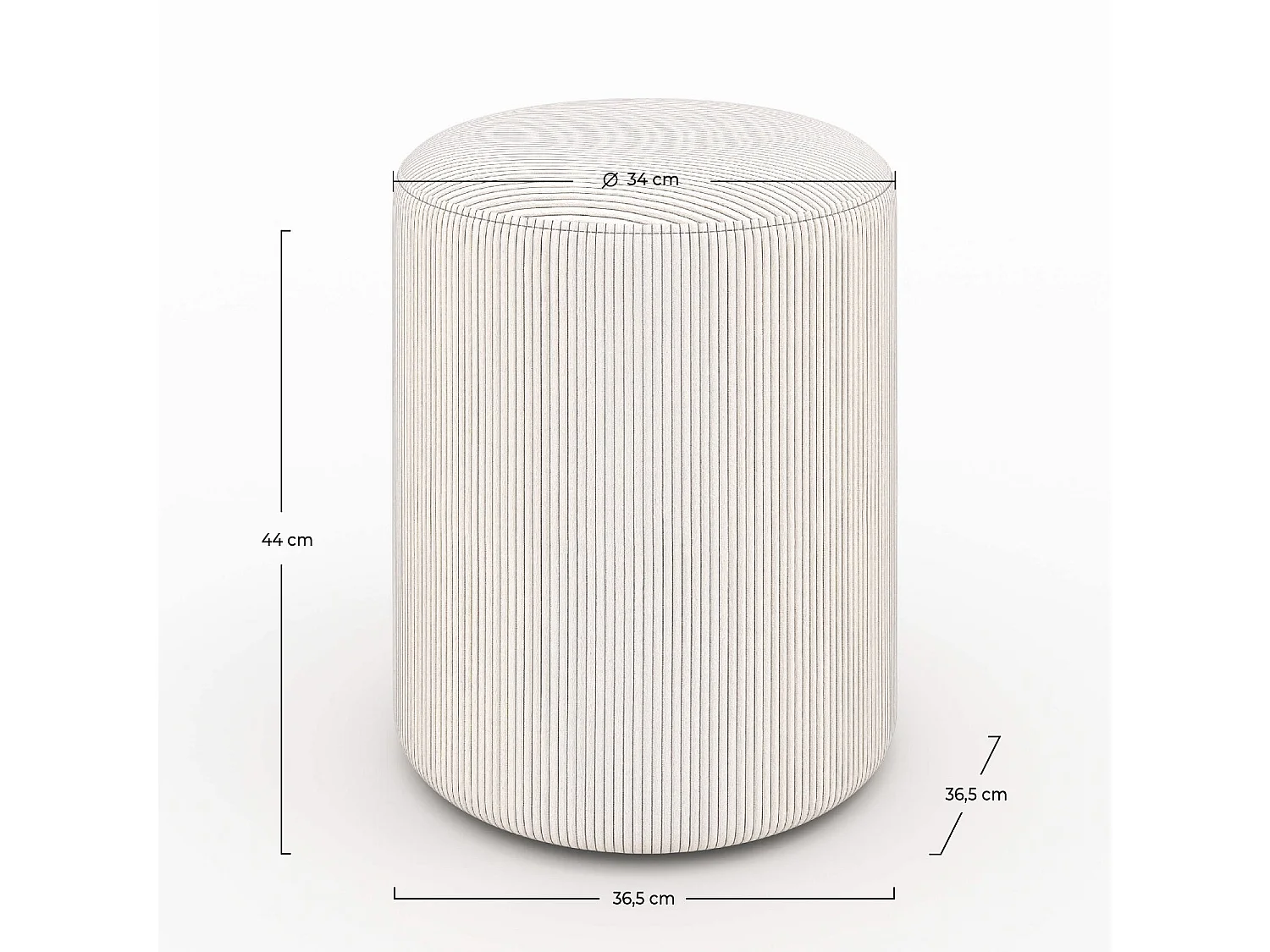 Puf redondo en pana beige - Lily