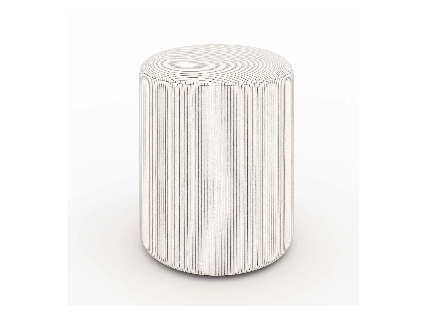 Pouf rond en velours côtelé beige - Lily