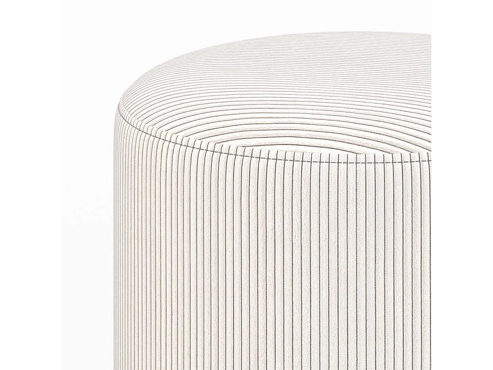 Pouf rotondo in velluto a coste beige - Lily