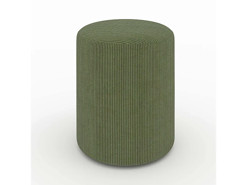 Pouf rond en velours côtelé vert - Lily