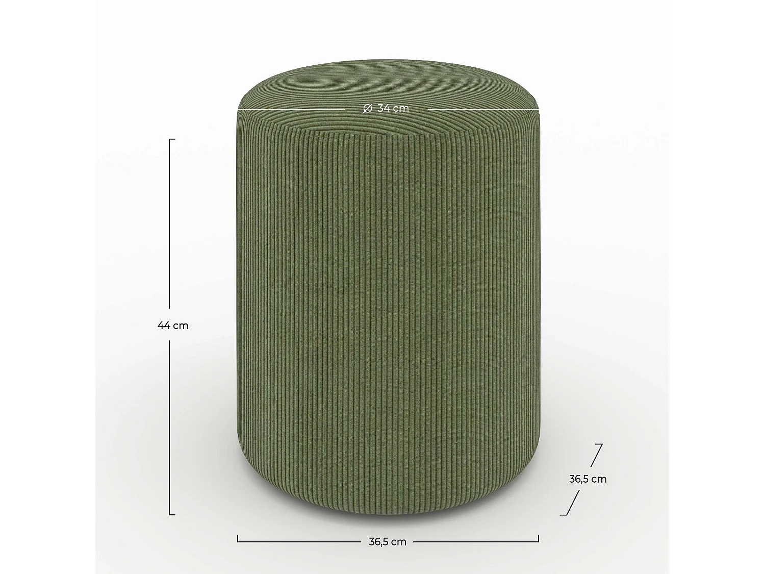 Pouf rotondo in velluto a coste verde - Lily