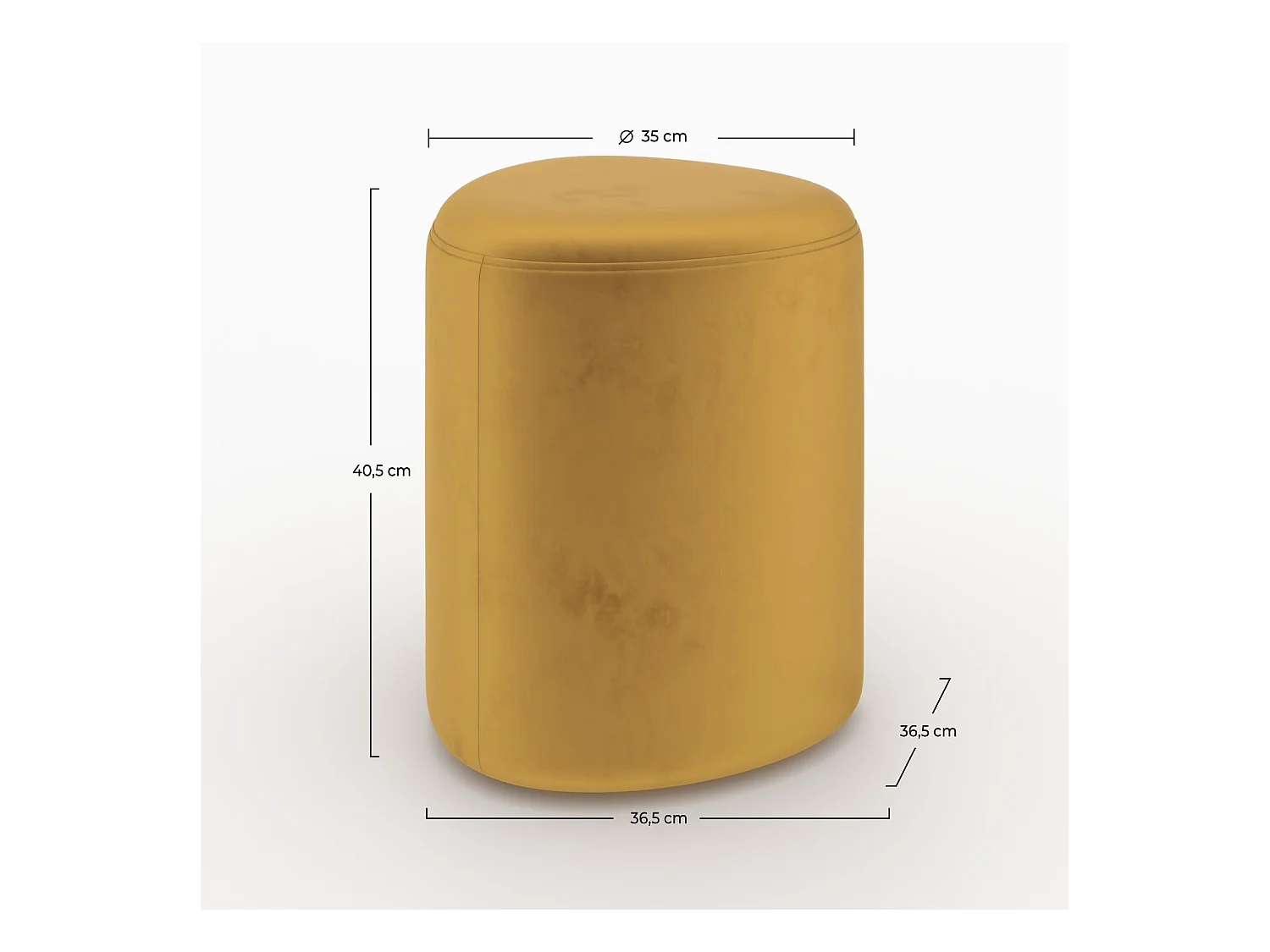 Puf triangular en terciopelo amarillo - Emmy