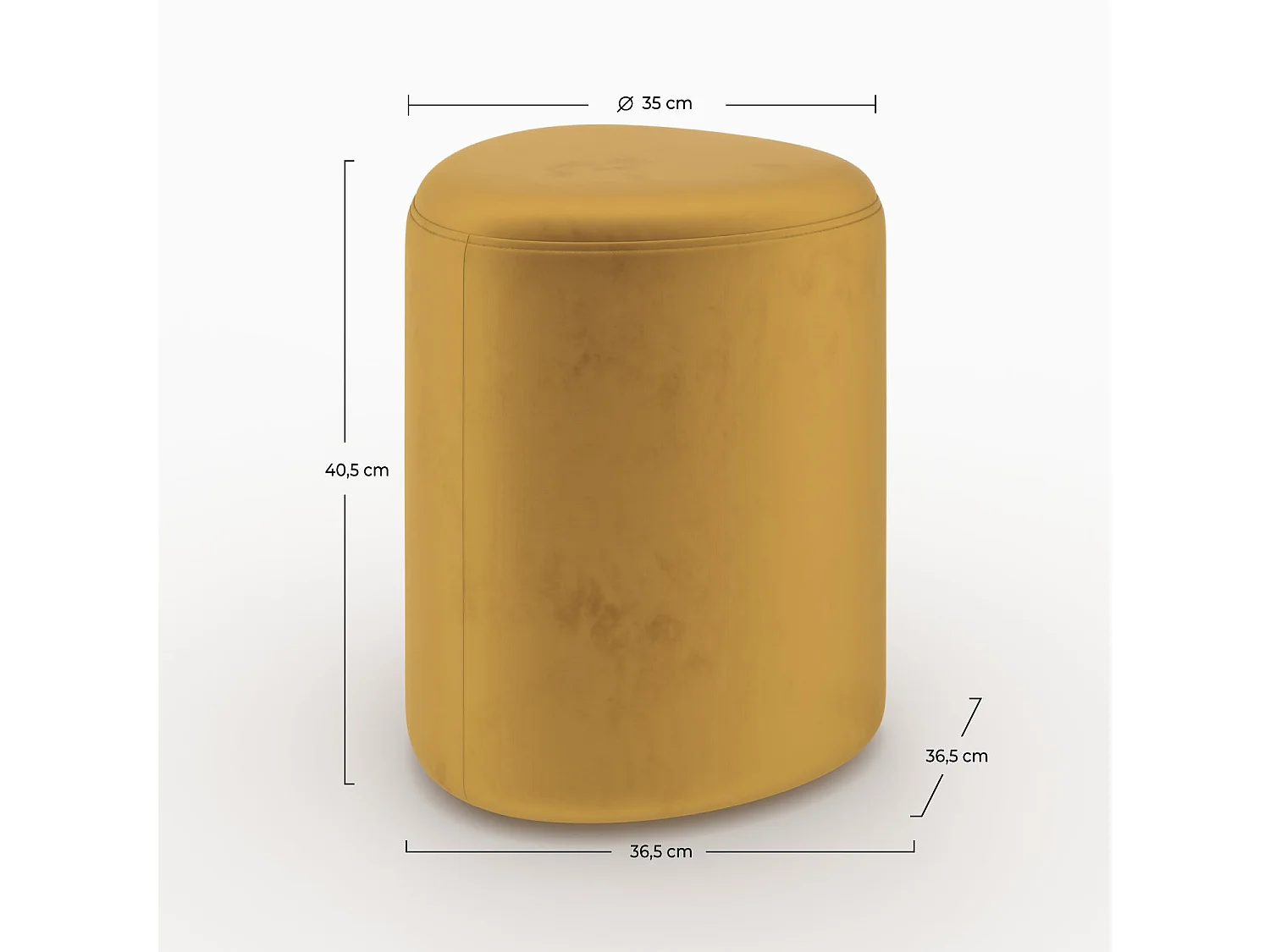 Pouf triangulaire en velours jaune - Emmy