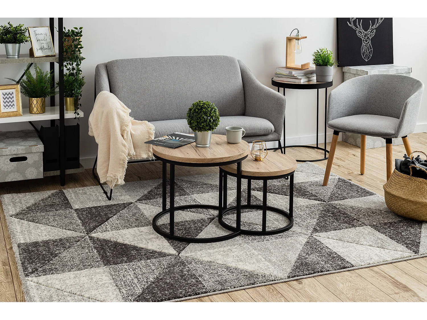 Tapijt FEEL 5672/16811 Drieho grijskleuring / anthracytkleuring / crè 120x170 cm