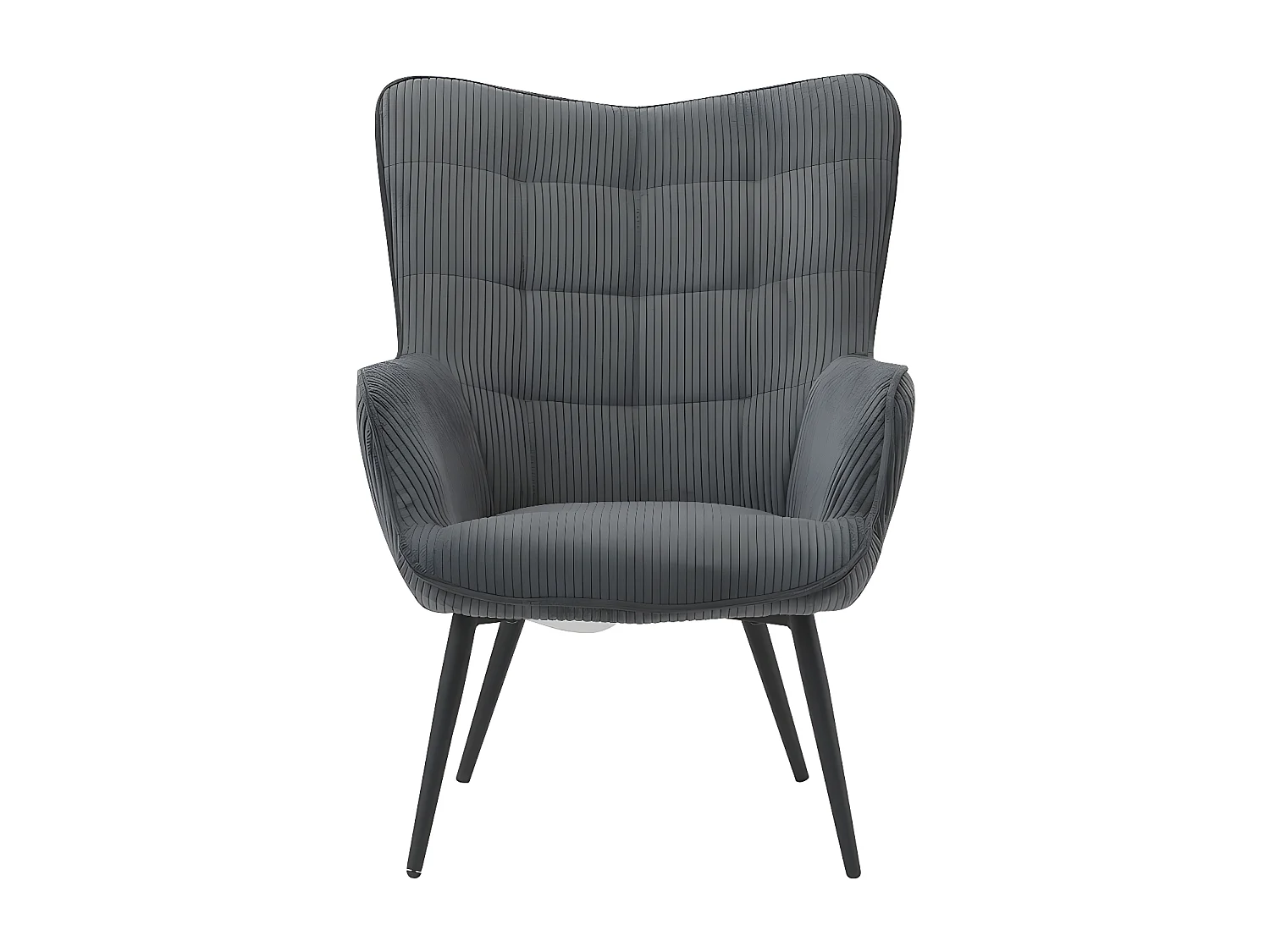 Fauteuil velours côtelé gris anthracite Uka pieds métal