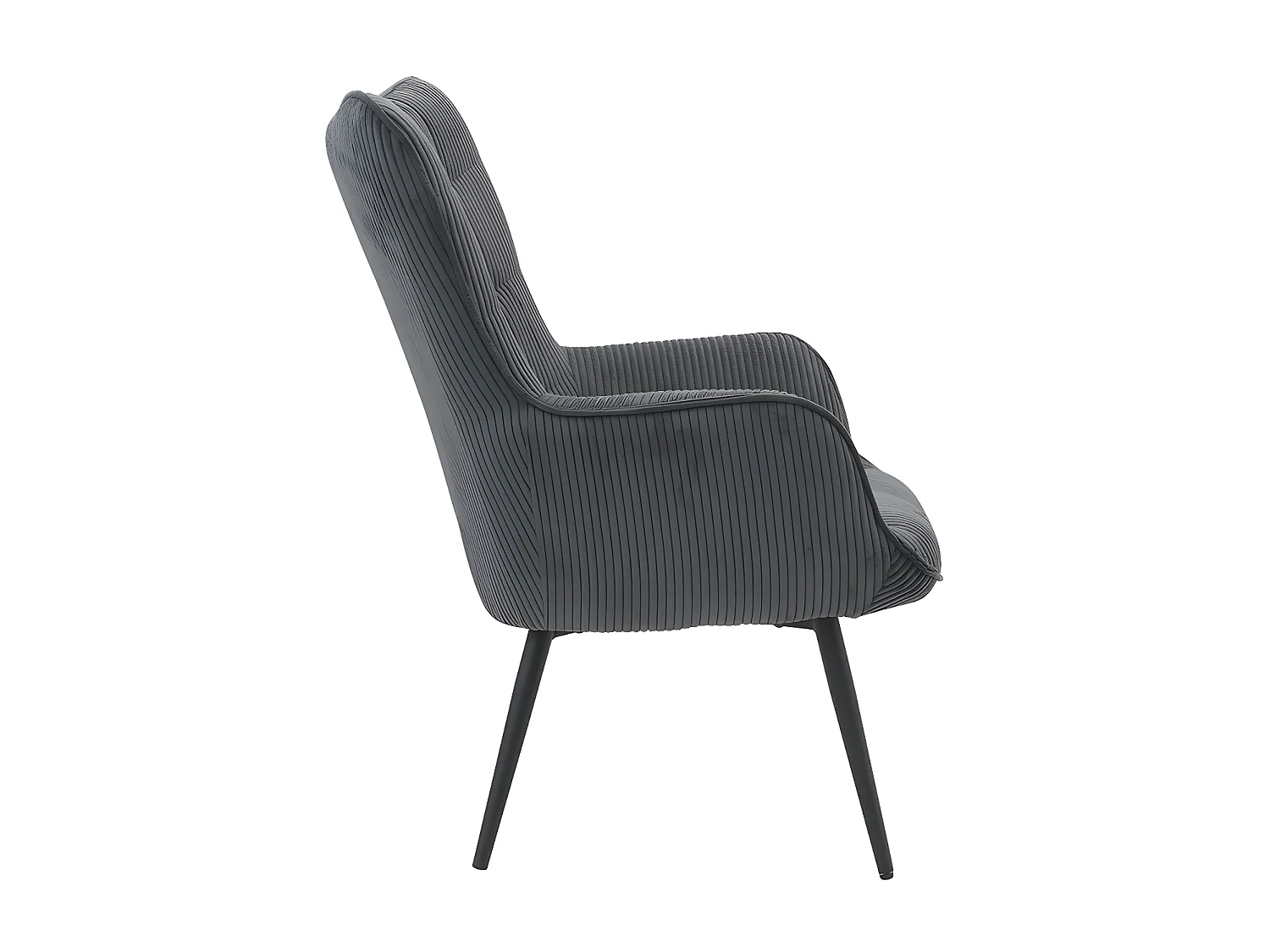 Fauteuil velours côtelé gris anthracite Uka pieds métal