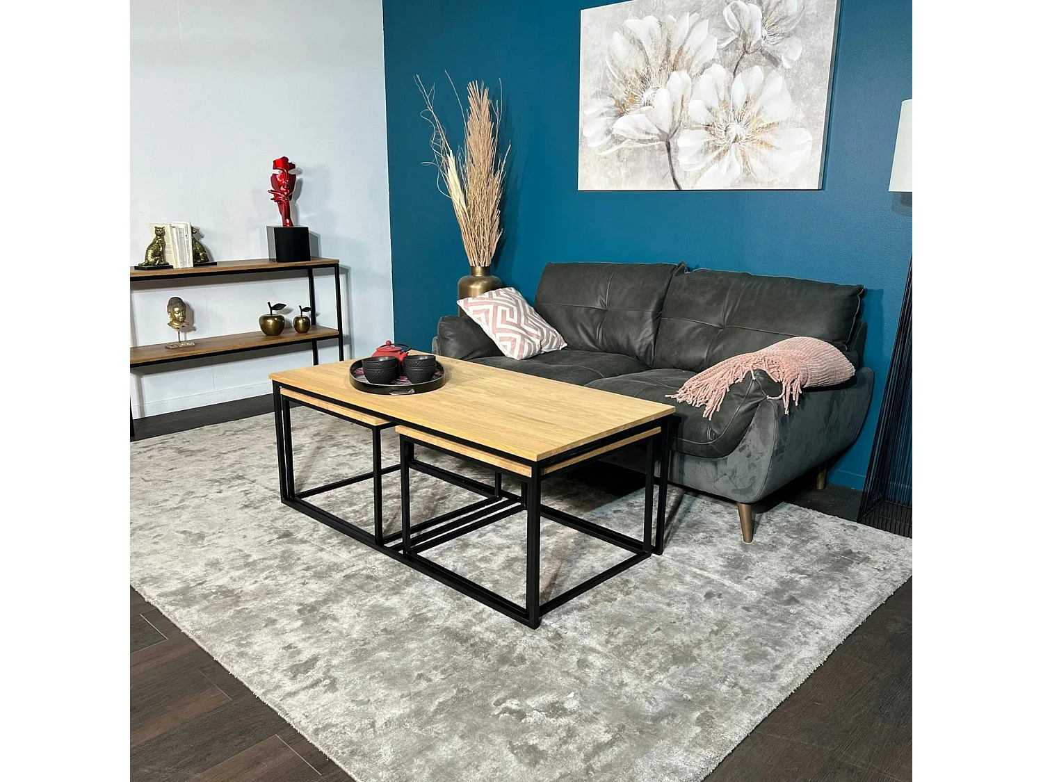 Table basse gigogne en bois de chêne huilé (lot de 3) COLOGNE