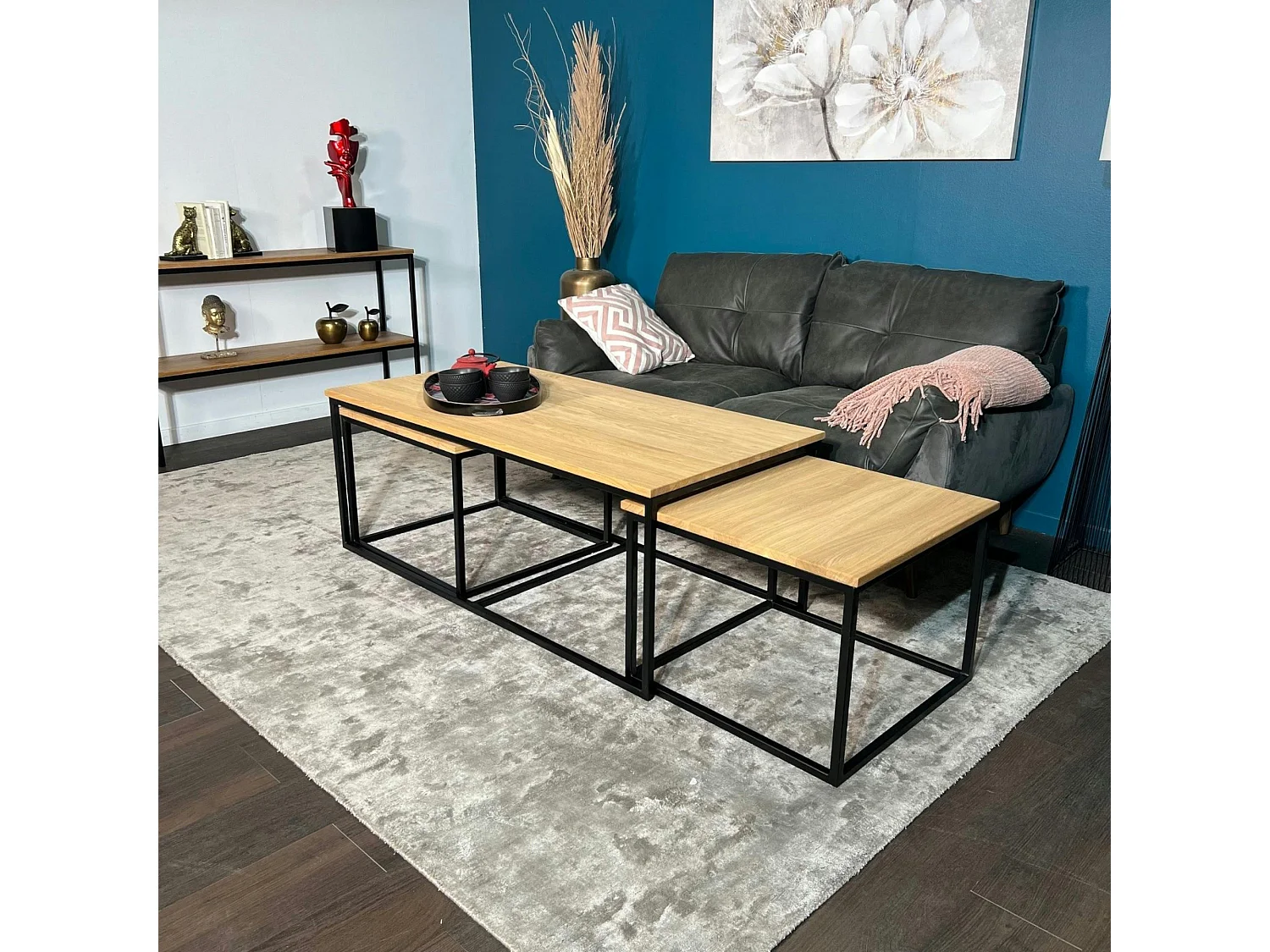 Table basse gigogne en bois de chêne huilé (lot de 3) COLOGNE