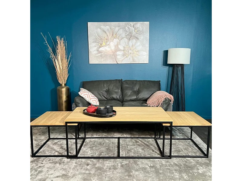 Table basse gigogne en bois de chêne huilé (lot de 3) COLOGNE