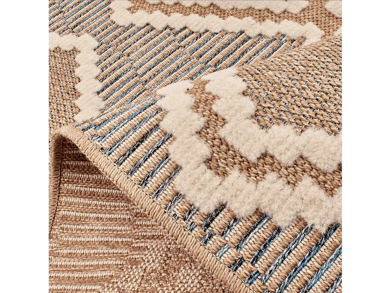 Tapis extérieur - 120x170cm - multicolore - 100% polypropylène résistant aux UV - 1400gr/m² - LYRA