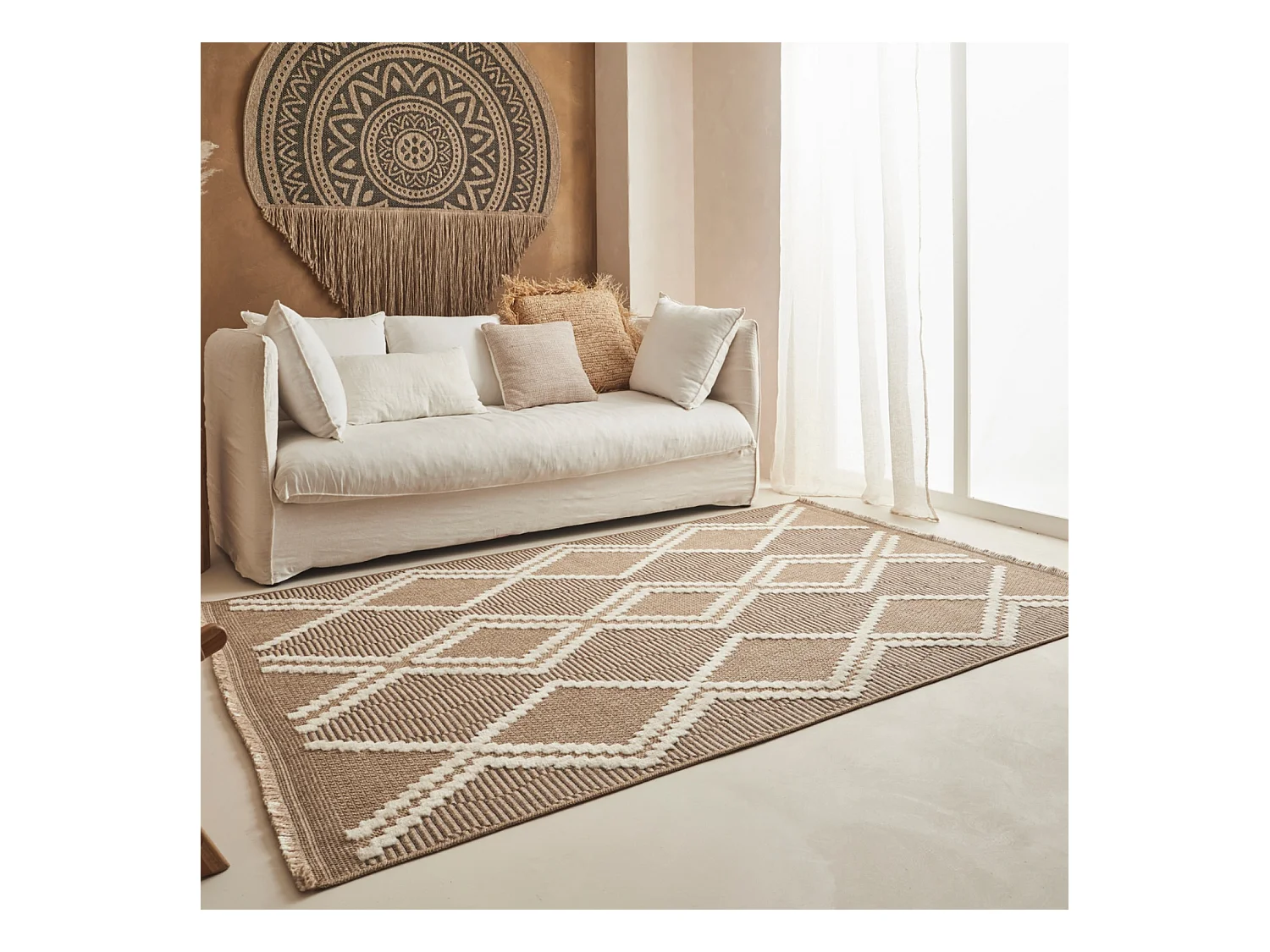 Tapis extérieur - 120x170cm - multicolore - 100% polypropylène résistant aux UV - 1400gr/m² - AURA