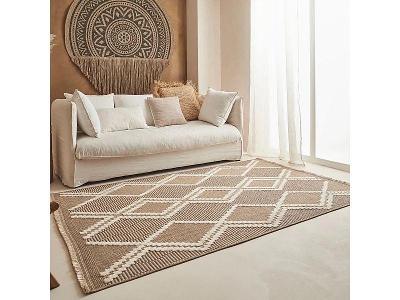 Tapis extérieur - 120x170cm - multicolore - 100% polypropylène résistant aux UV - 1400gr/m² - AURA