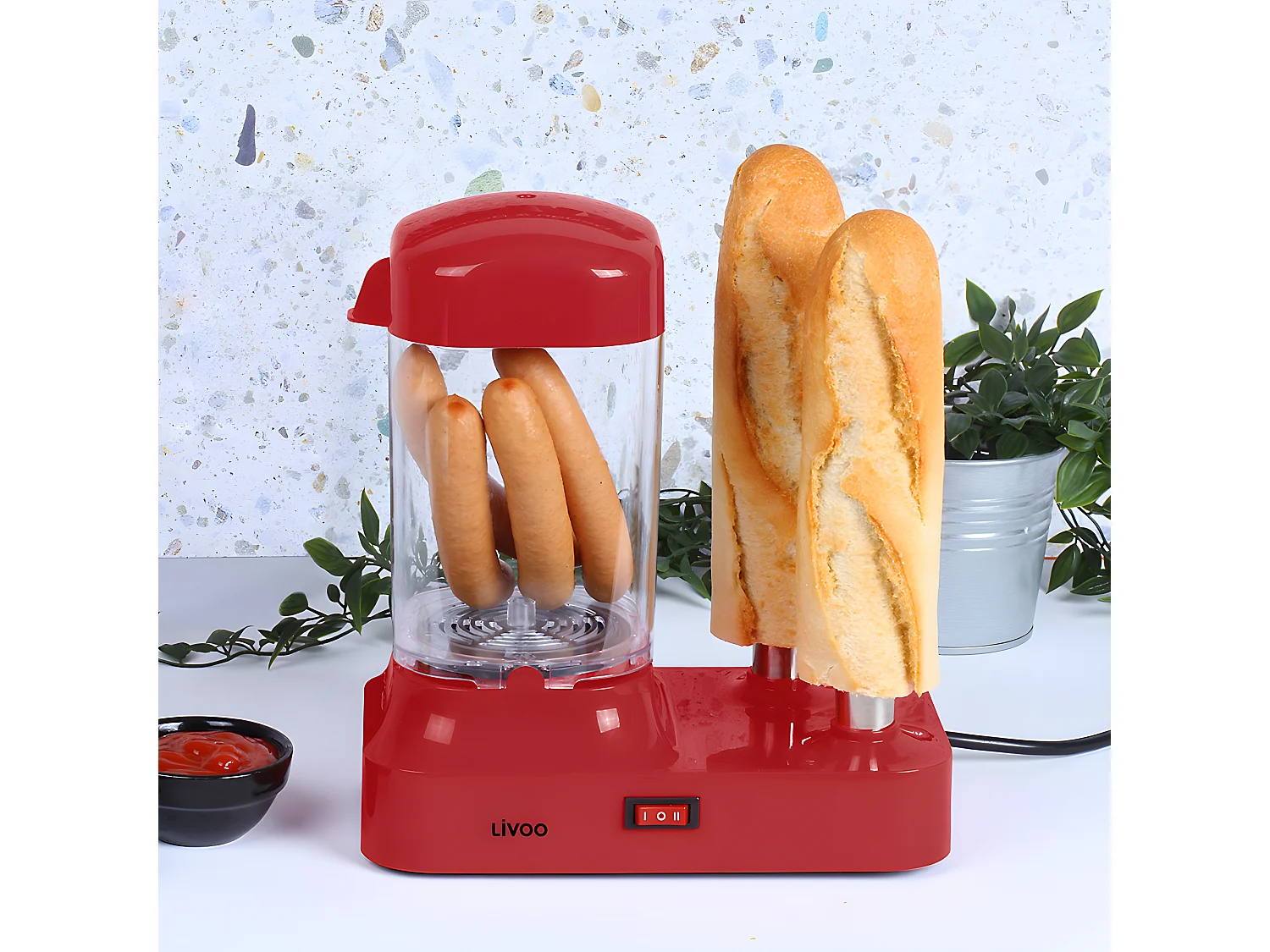 Machine à hot-dog rouge 340W