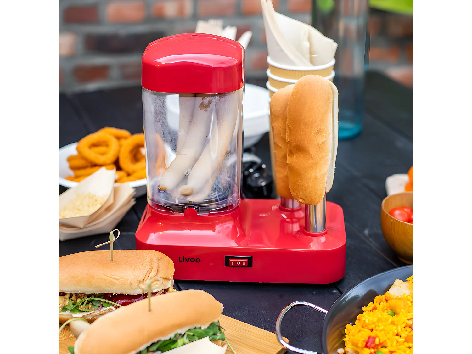 Machine à hot-dog rouge 340W