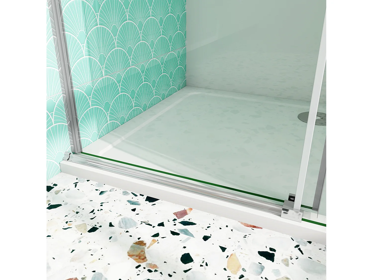 Duschkabine Schiebetür Duschabtrennung 6mm Echtglas Glas Duschwand Dusche 140X195cm