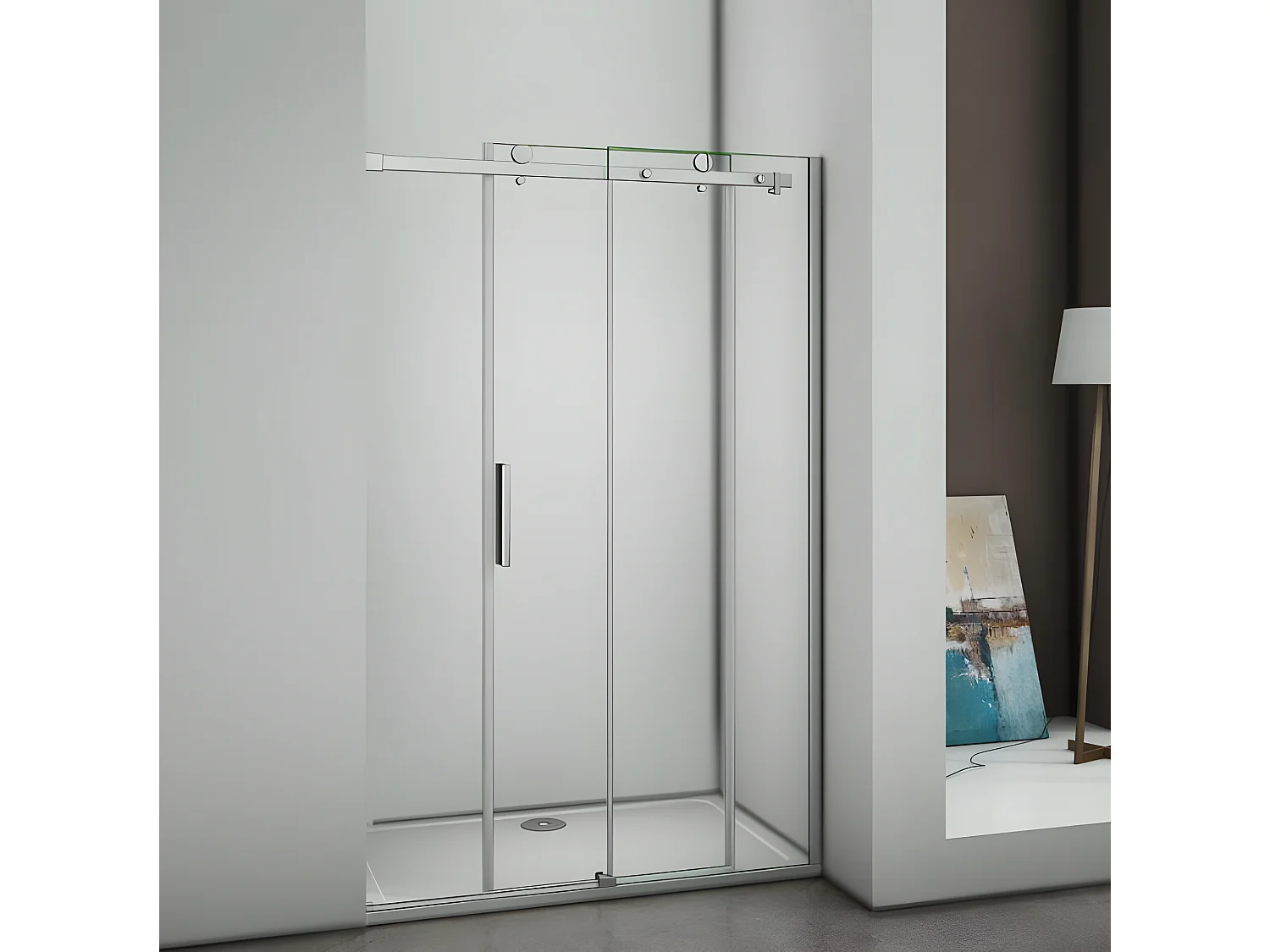 Duschkabine Schiebetür Duschabtrennung 6mm Echtglas Glas Duschwand Dusche 145X195cm