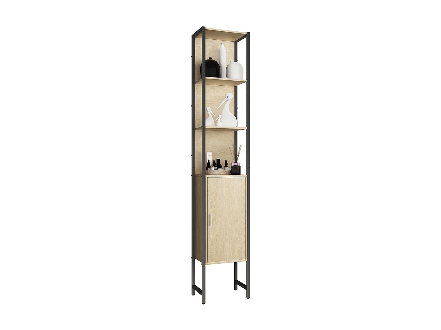 Bathroom furniture high cabinet Edino Honey oak H. 185 x W. 33 x D. 30 cm