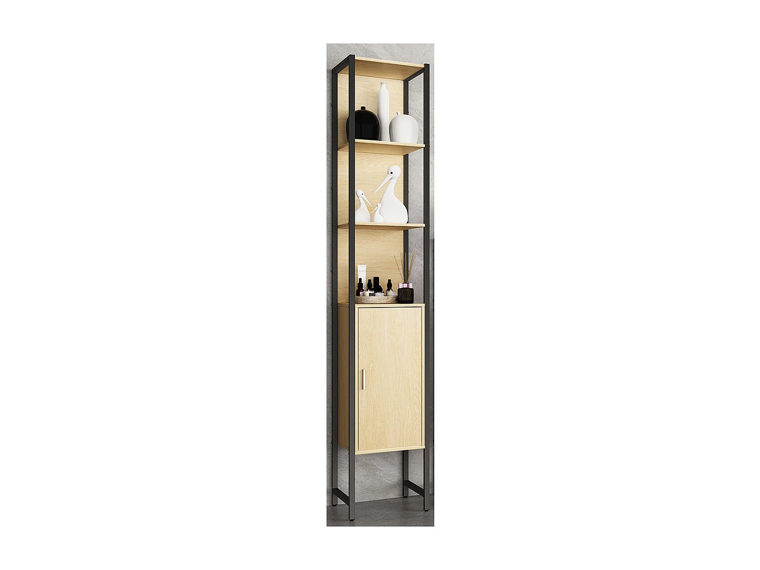 Bathroom furniture high cabinet Edino Honey oak H. 185 x W. 33 x D. 30 cm