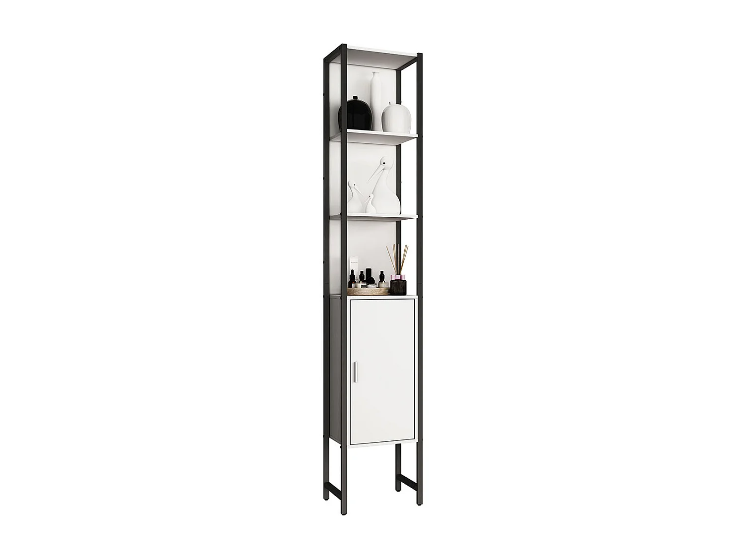Bathroom furniture high cabinet Edino White H. 185 x W. 33 x D. 30 cm