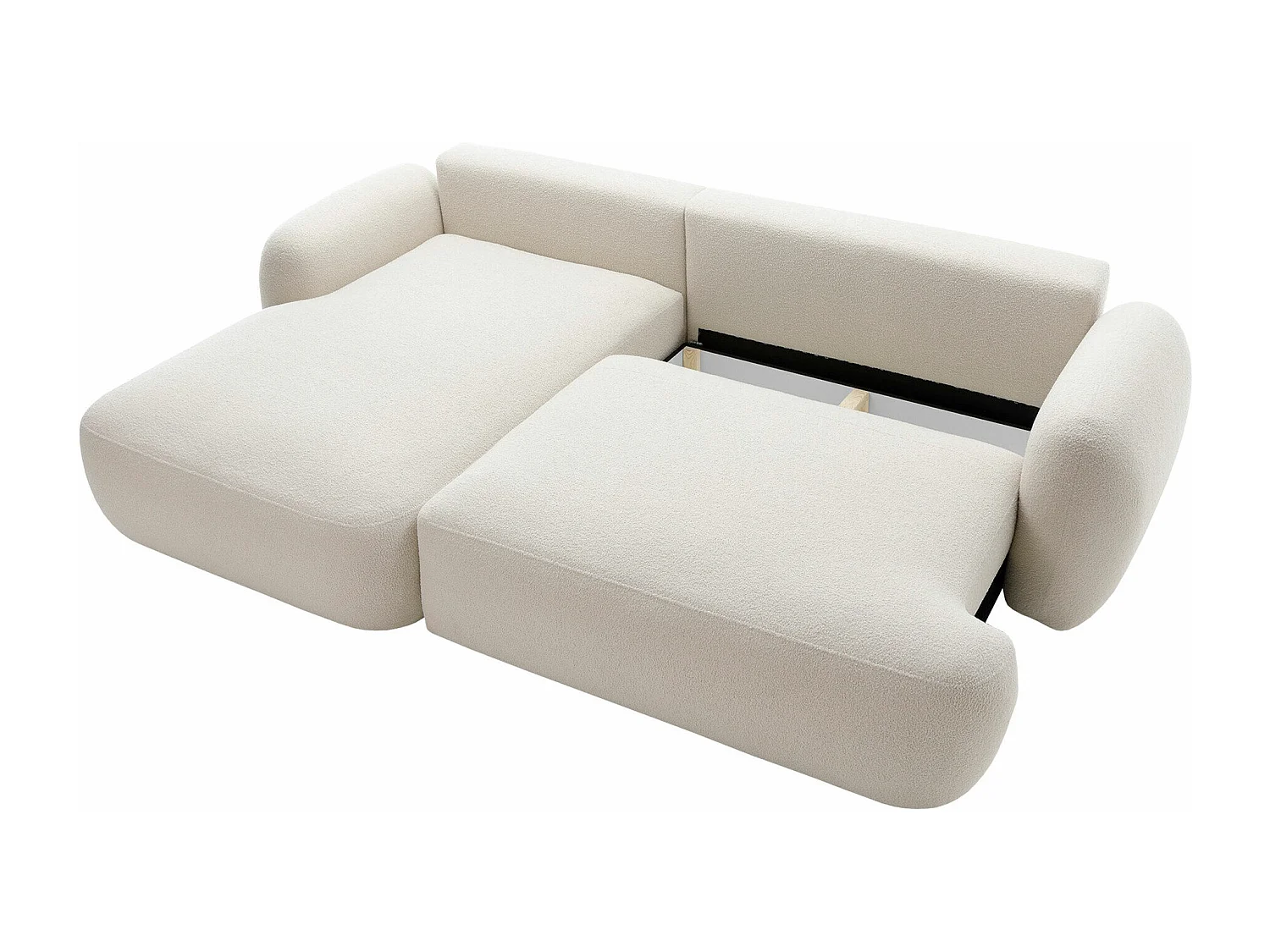 Sofá rinconero TrendyNest 110, De color marrón claro, Función de descanso, Almacenaje,