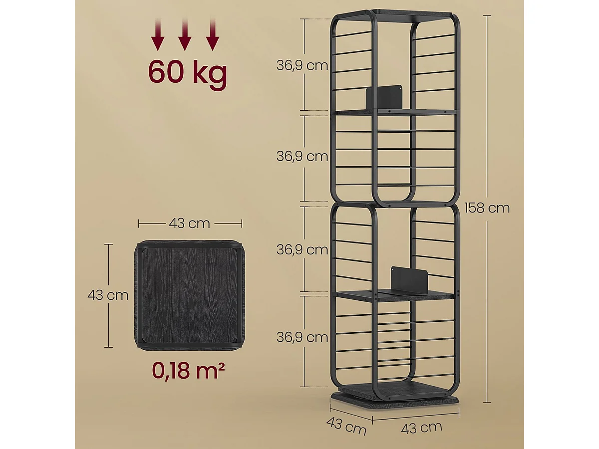 Librería de 3 estantes - H158 cm