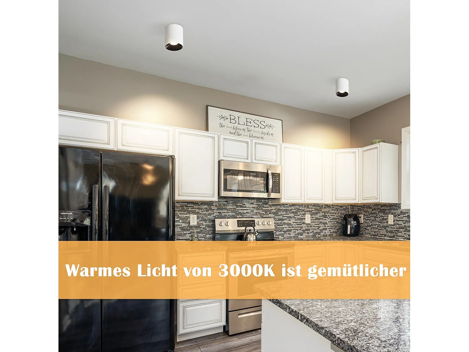 NETTLIFE Spot 3000 K 7 W LED en saillie, blanc, rond, moderne, blanc chaud, spot de plafond plat, plafonnier