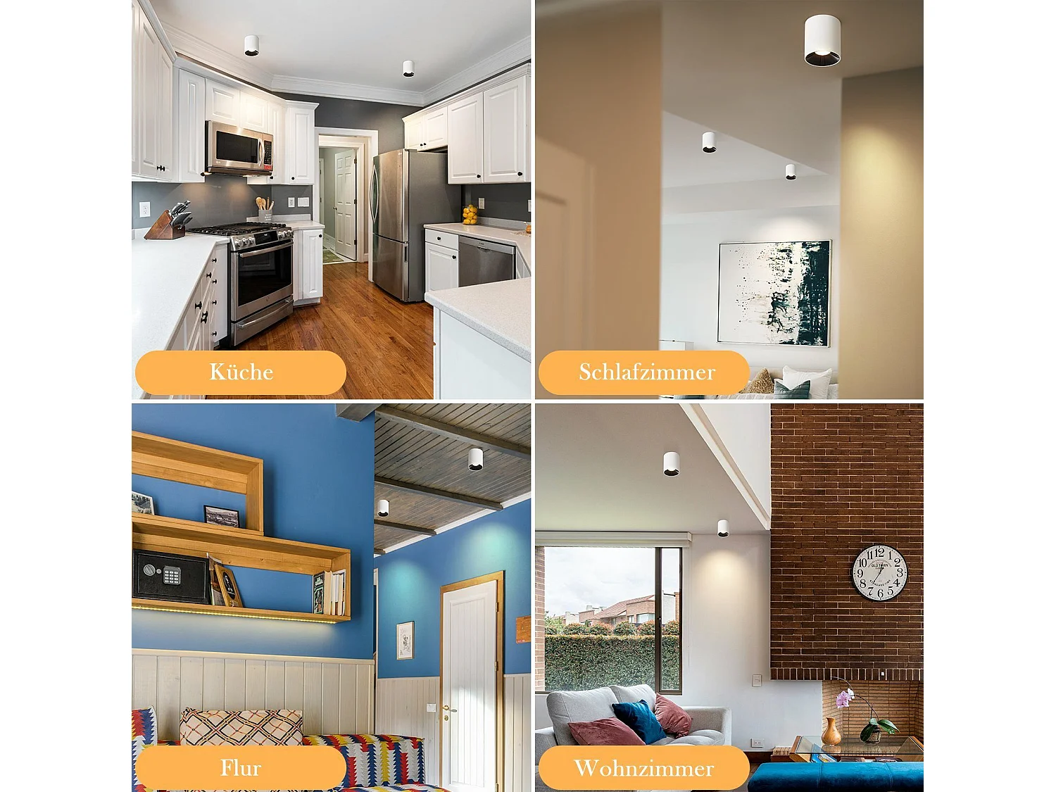 NETTLIFE Spot 3000 K 7 W LED en saillie, blanc, rond, moderne, blanc chaud, spot de plafond plat, plafonnier